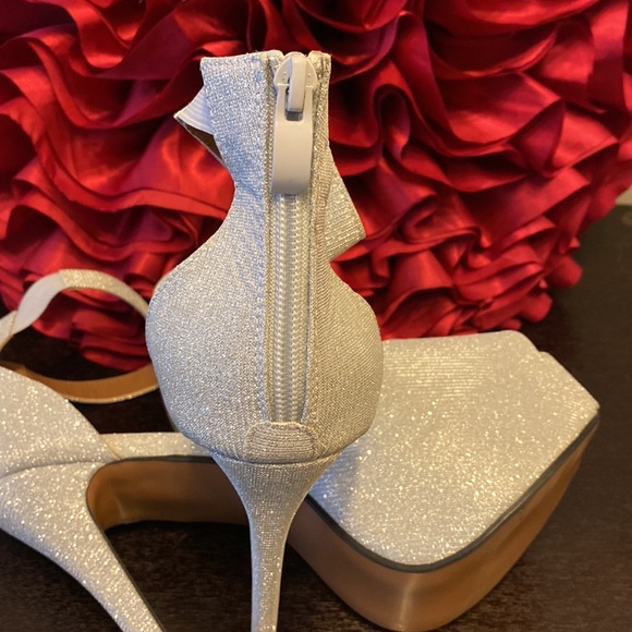 Silver Glittery Dress Ankle Shoes - Picture 3 of 5